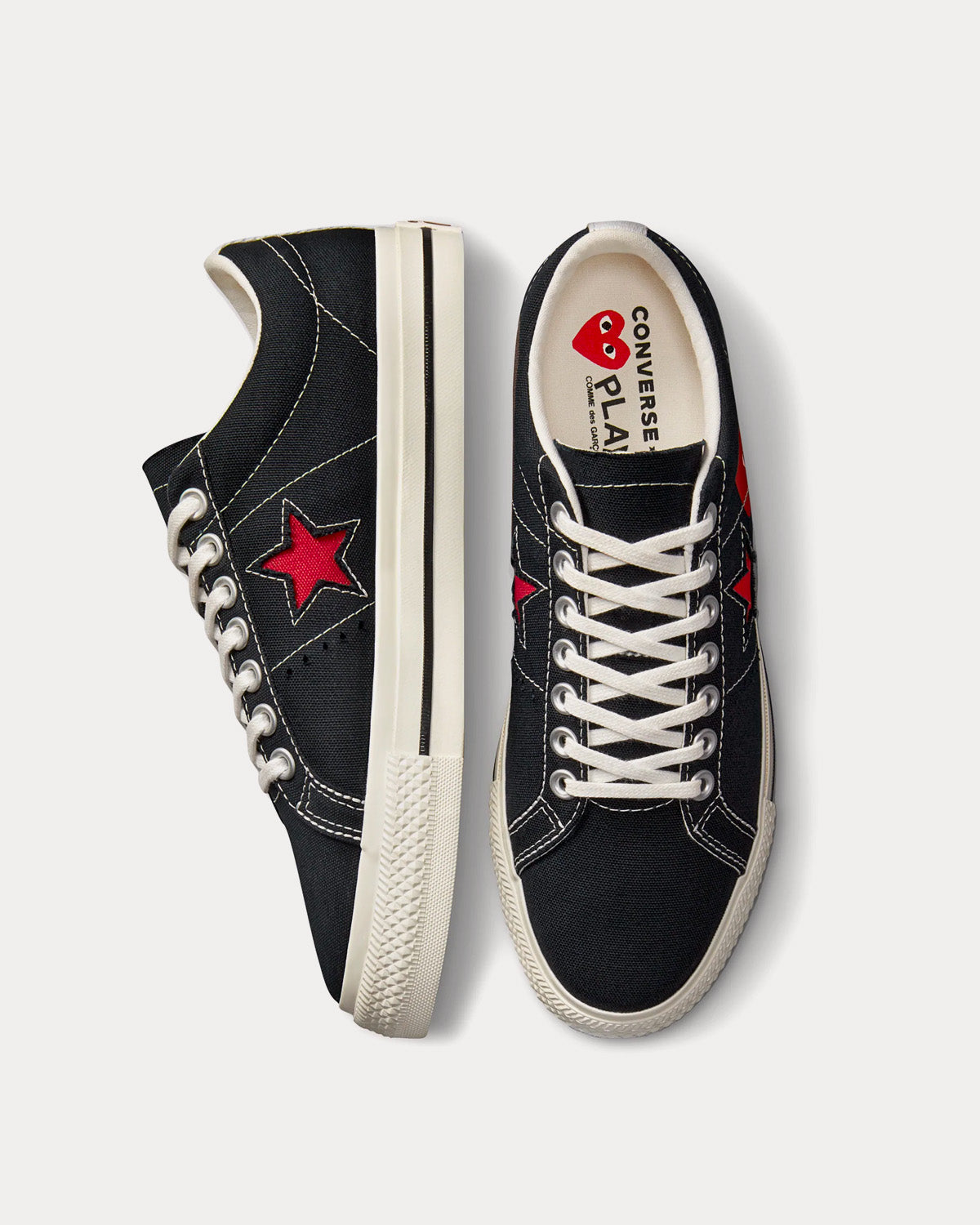Converse x Comme des Garçons PLAY - One Star Red Heart Black Low Top Sneakers