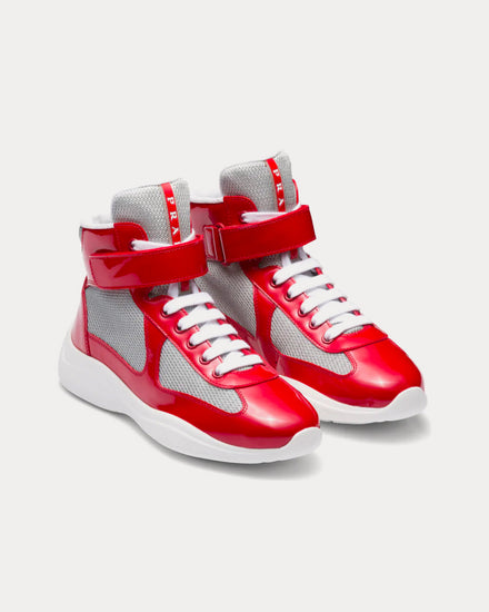 Prada Women's America’s Cup Red High Top Sneakers Trainers