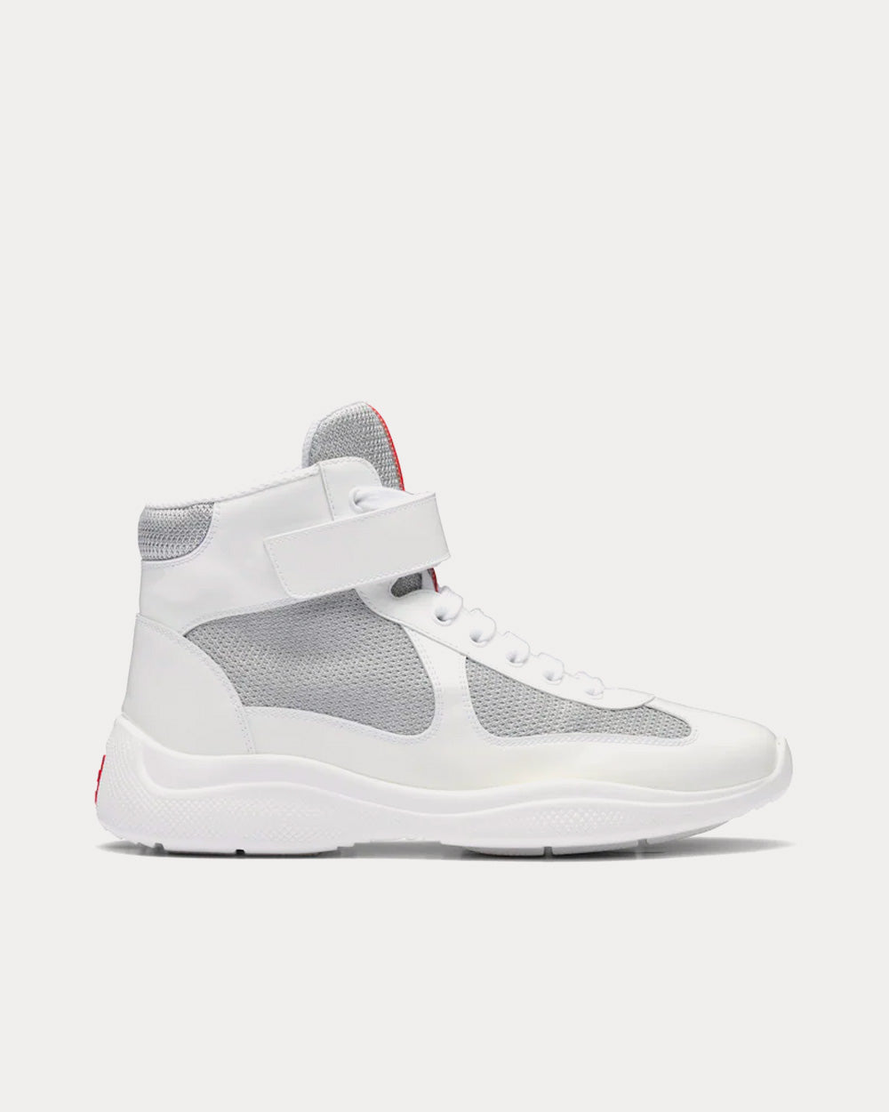 Prada Women's America's Cup White / Silver High Top Sneakers