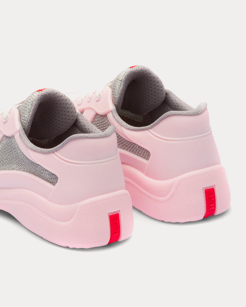 Prada America's Cup Soft Rubber & Bike Fabric Alabaster Pink Low Top Sneakers Sneak Peace
