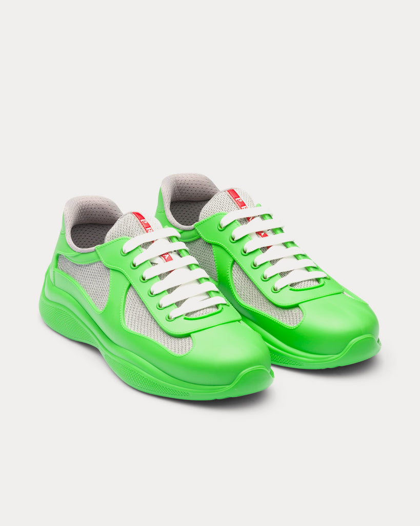 smart Helt vildt sjækel Prada America's Cup Soft Rubber & Bike Fabric Apple Green Low Top Sneakers  - Sneak in Peace