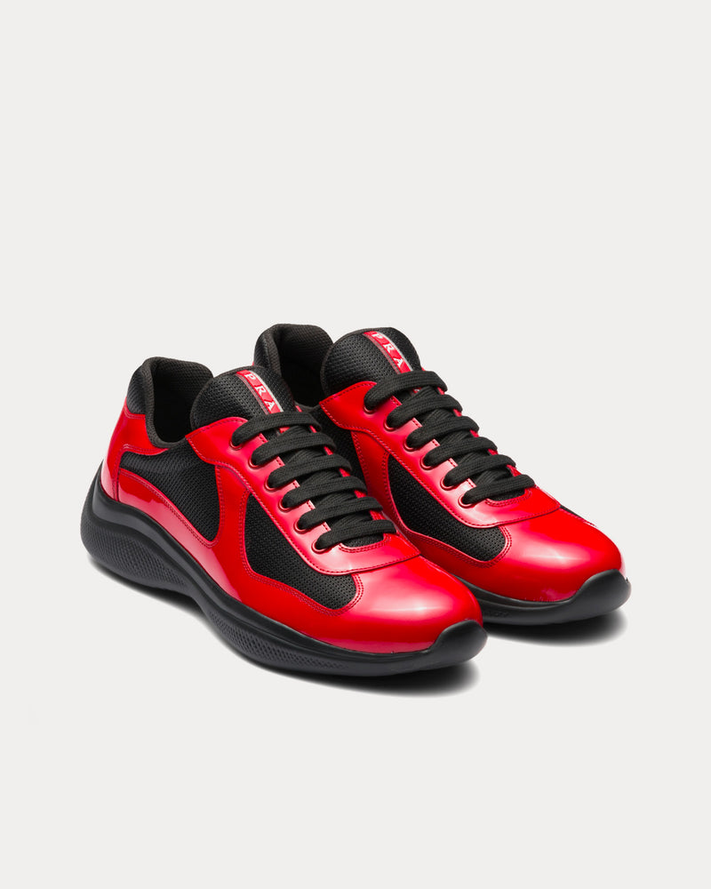Prada America's Cup Patent Leather Red / Black Low Top Sneakers - 3