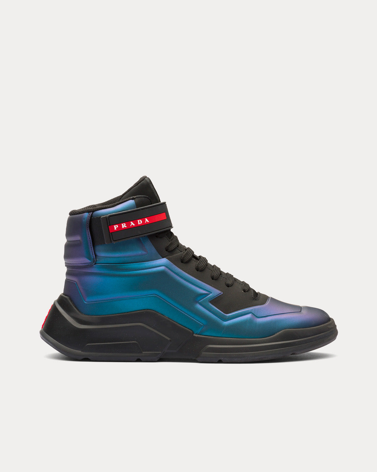 Prada Men's Polarius Black Iridescent High Top Sneakers Trainers