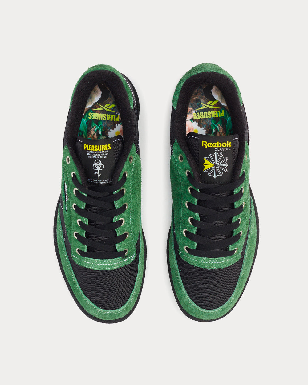 Reebok x PLEASURES Club C 85 Black Pine Green Low Top Sneakers Sneak in Peace