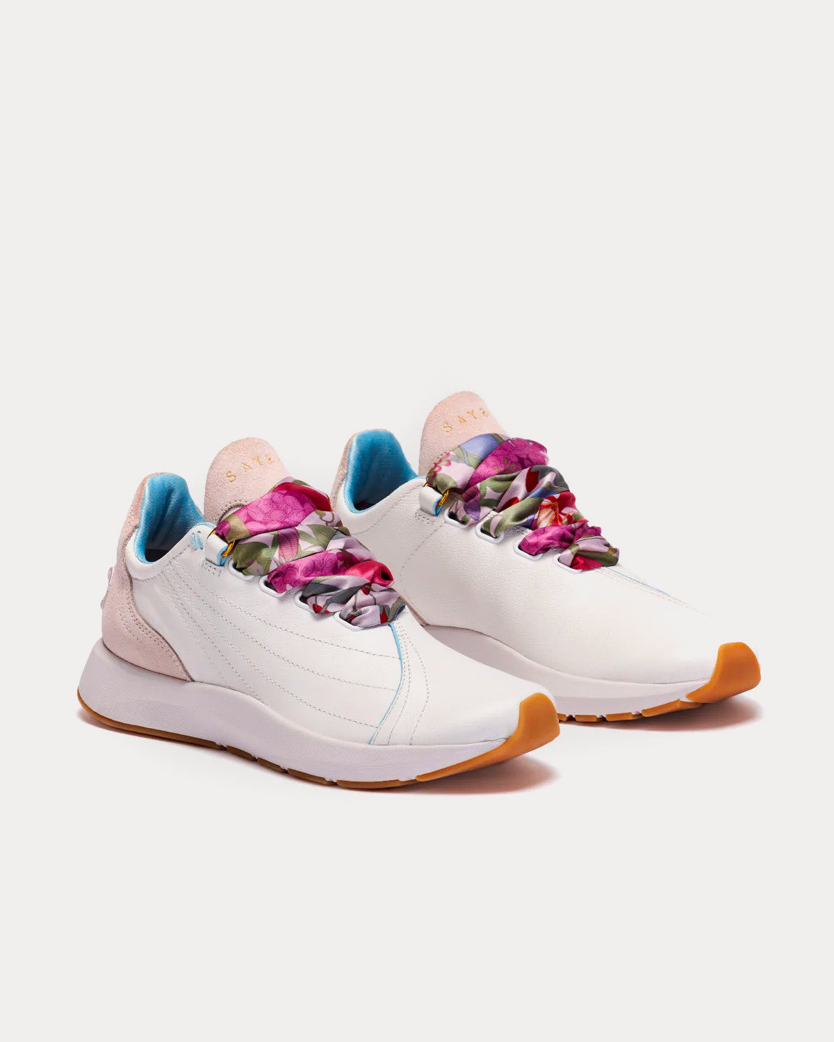 Saysh - Two White / Pink Low Top Sneakers