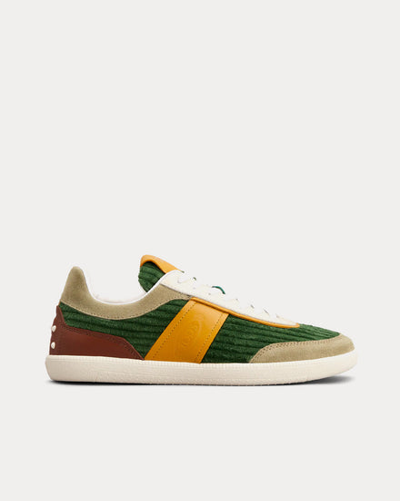 Tod's Tabs Leather & Velvet Green / Yellow Low Top Sneakers - 1
