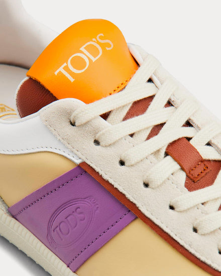 Tod's Tabs Leather Off-White / Violet / White Low Top Sneakers - 4