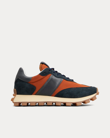 Tod's 1T Suede & Fabric Orange / Blue Low Top Sneakers - 1