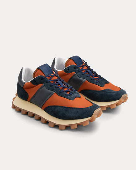 Tod's 1T Suede & Fabric Orange / Blue Low Top Sneakers - 2