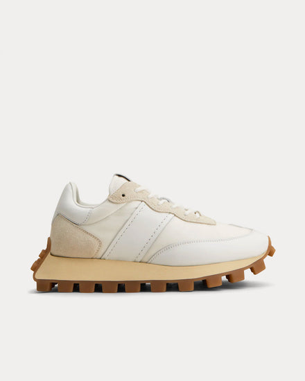 Tod's 1T Leather & Fabric White Low Top Sneakers - 1