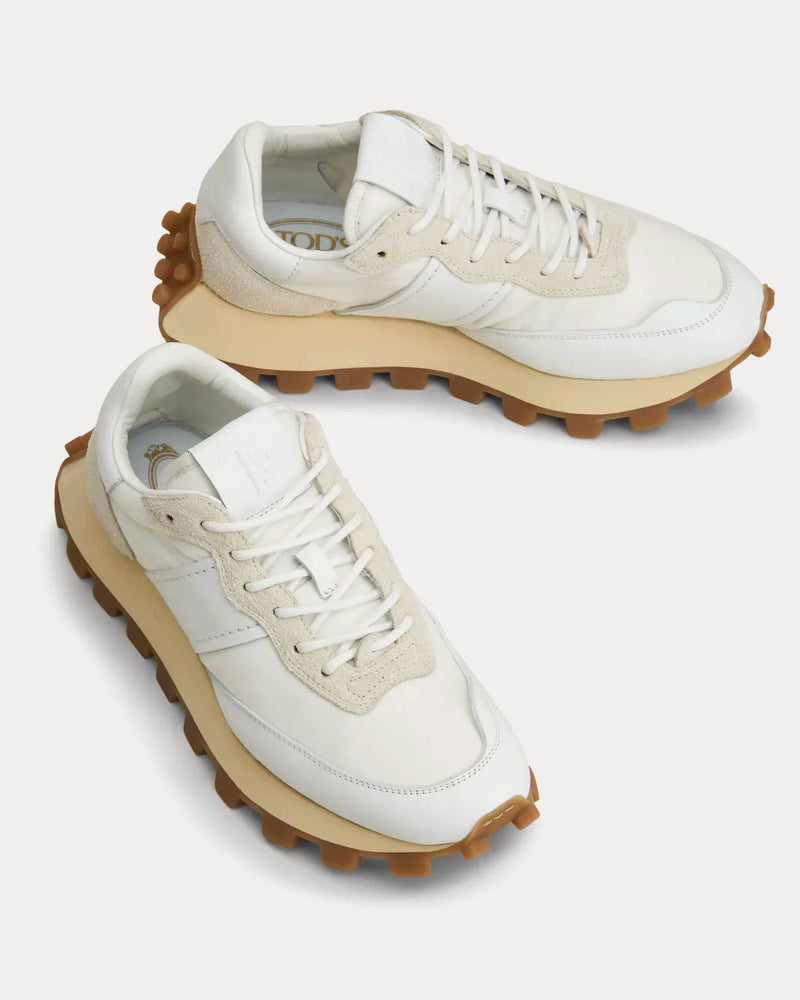 Tod's 1T Leather & Fabric White Low Top Sneakers - 2