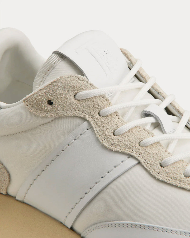 Tod's 1T Leather & Fabric White Low Top Sneakers - 5
