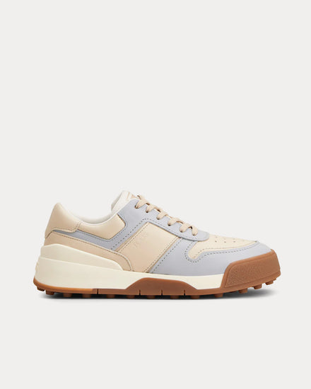 Tod's Logo Stamped Side Leather White / Blue / Beige Low Top Sneakers - 1