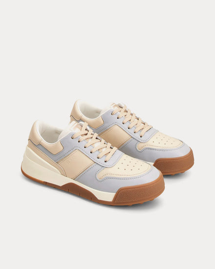 Tod's Logo Stamped Side Leather White / Blue / Beige Low Top Sneakers - 2
