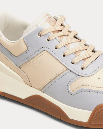 Tod's Logo Stamped Side Leather White / Blue / Beige Low Top Sneakers - 5