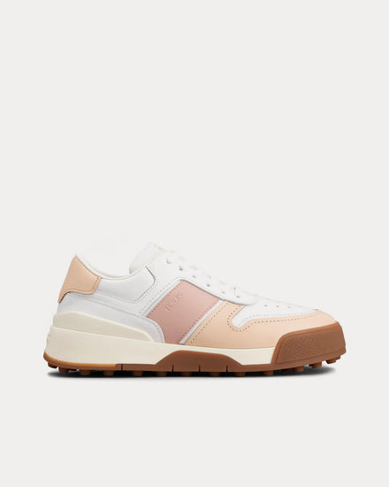 Tod's Logo Stamped Side Leather White / Pink / Beige Low Top Sneakers - 1