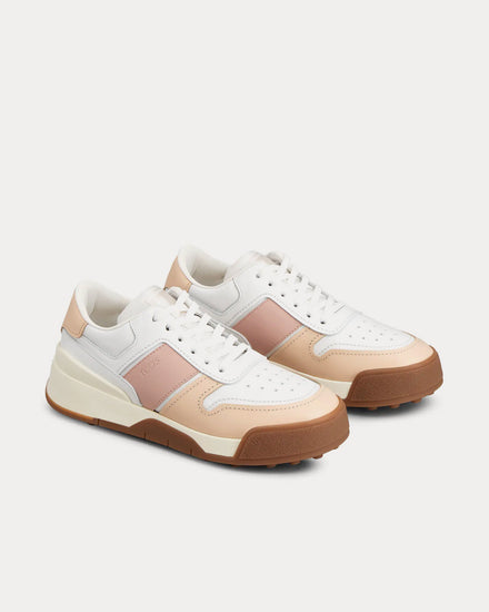 Tod's Logo Stamped Side Leather White / Pink / Beige Low Top Sneakers - 2