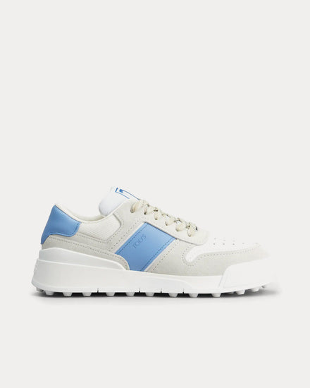 Tod's Logo Stamped Side Suede & Smooth Leather Grey / Light Blue Low Top Sneakers - 1