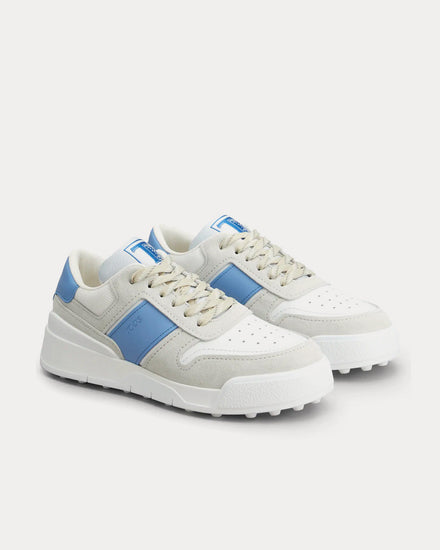 Tod's Logo Stamped Side Suede & Smooth Leather Grey / Light Blue Low Top Sneakers - 2