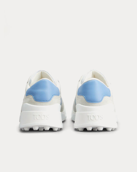 Tod's Logo Stamped Side Suede & Smooth Leather Grey / Light Blue Low Top Sneakers - 3