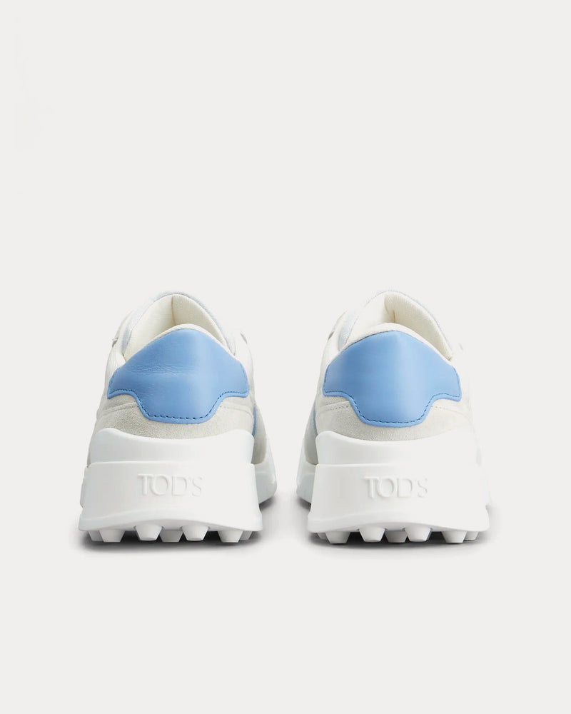 Tod's Logo Stamped Side Suede & Smooth Leather Grey / Light Blue Low Top Sneakers - 3