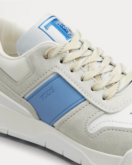 Tod's Logo Stamped Side Suede & Smooth Leather Grey / Light Blue Low Top Sneakers - 5