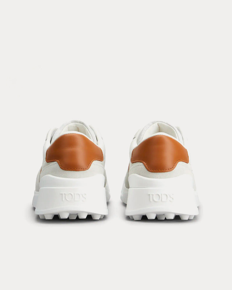Tod's Logo Stamped Side Leather White / Brown Low Top Sneakers - 3