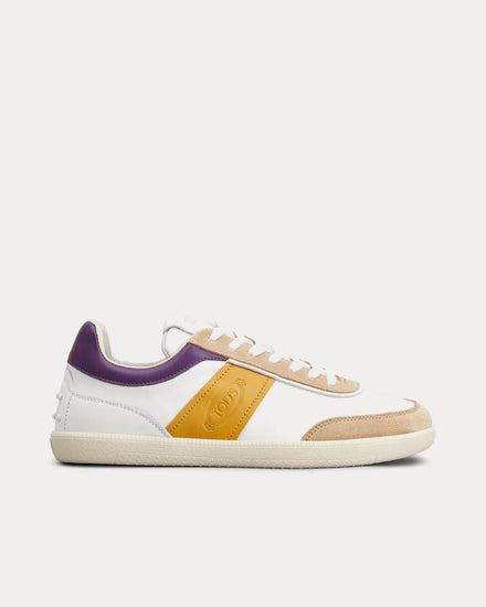 Tod's Tabs Smooth Leather & Suede White / Yellow / Violet Low Top Sneakers - 1
