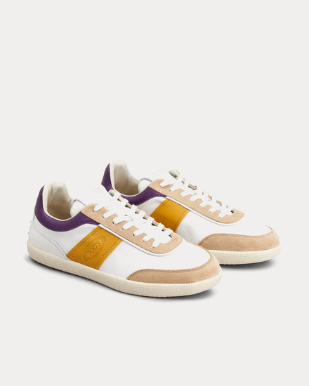 Tod's Tabs Smooth Leather & Suede White / Yellow / Violet Low Top Sneakers - 2