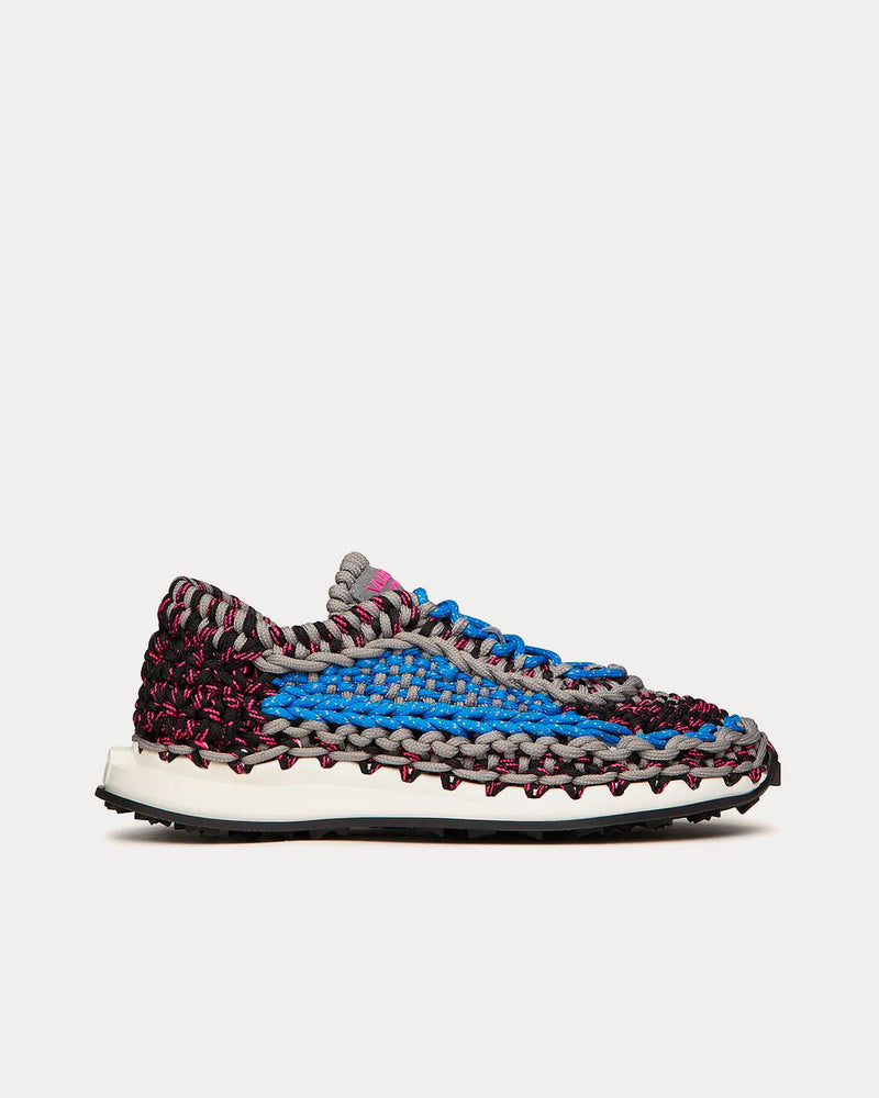 Valentino Garavani Crochet Grey / Blue / Black Low Top Sneakers - 1