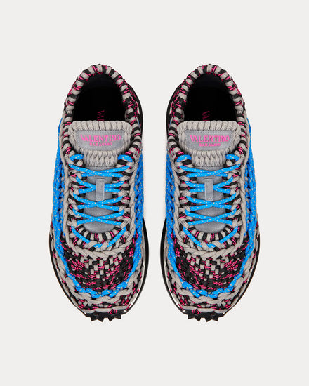 Valentino Garavani Crochet Grey / Blue / Black Low Top Sneakers - 2