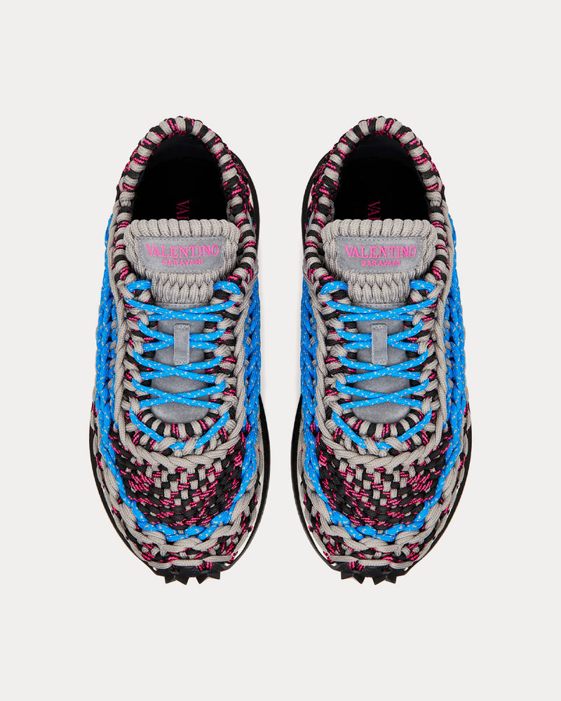 Valentino Garavani Crochet Grey / Blue / Black Low Top Sneakers - 2