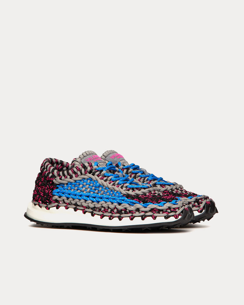 Valentino Garavani Crochet Grey / Blue / Black Low Top Sneakers - 3