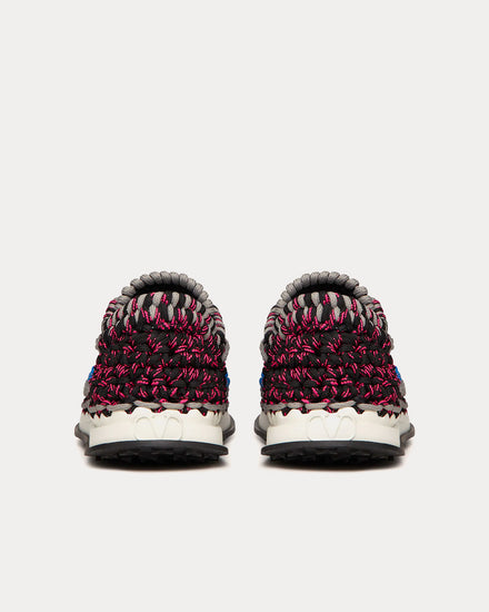 Valentino Garavani Crochet Grey / Blue / Black Low Top Sneakers - 4