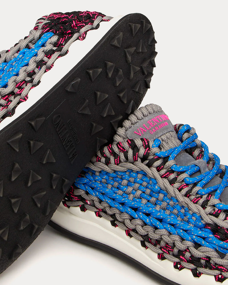 Valentino Garavani Crochet Grey / Blue / Black Low Top Sneakers - 5