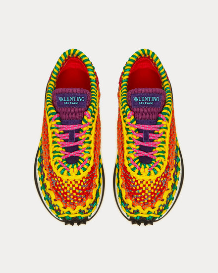 Valentino Garavani Crochet Yellow / Multicolour Low Top Sneakers - 2