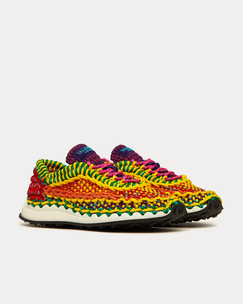 Valentino Garavani Crochet Yellow / Multicolour Low Top Sneakers - 3