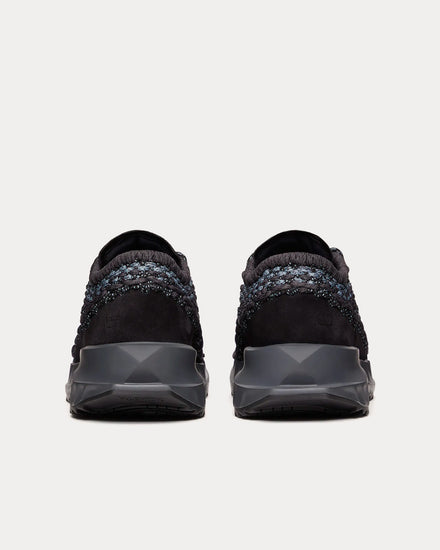 Valentino Garavani Outdoor Crochet Fabric & Suede Black / Grey Low Top Sneakers - 4
