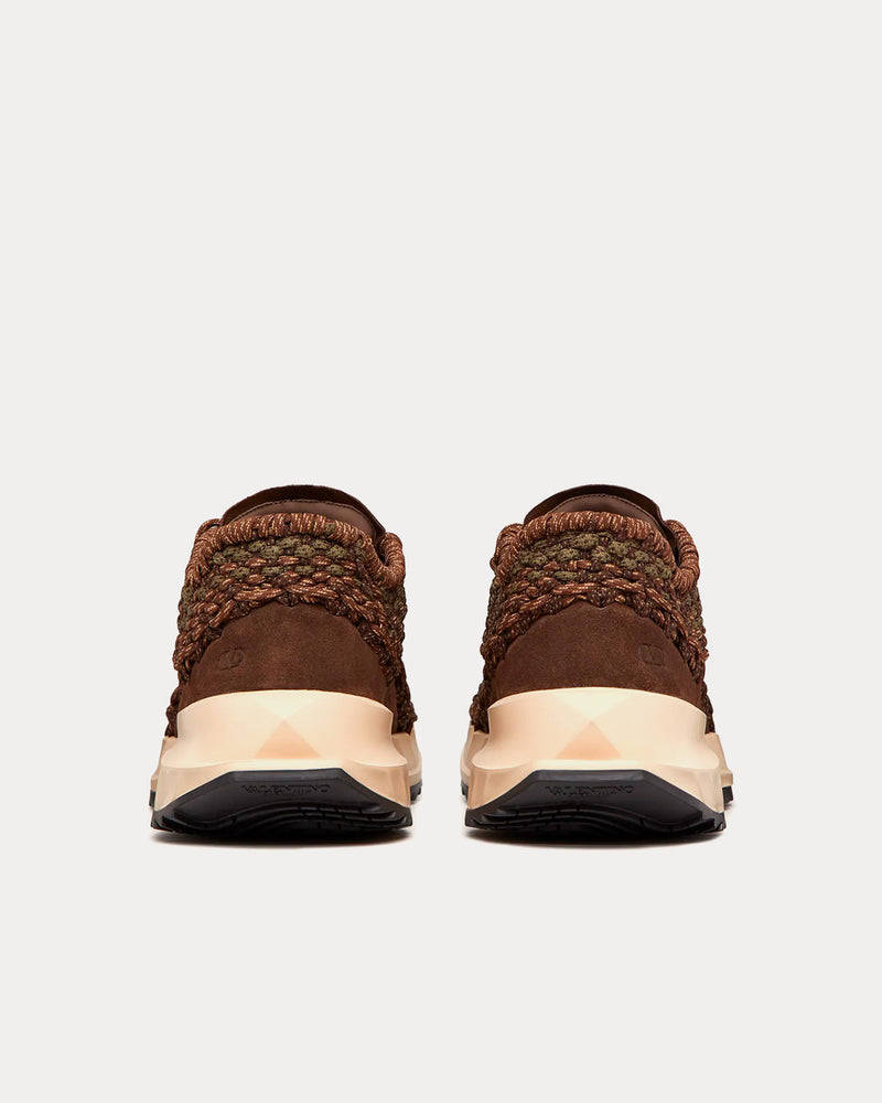 Valentino Garavani Outdoor Crochet Fabric & Suede Brown / Beige Low Top Sneakers - 4