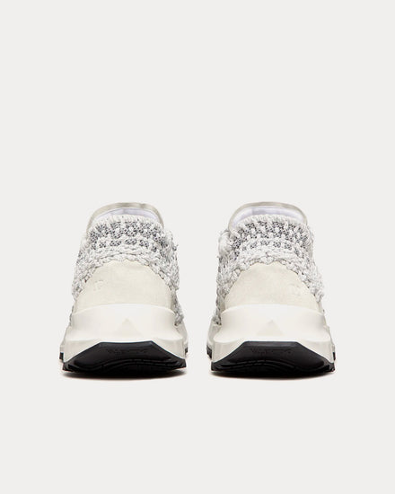 Valentino Garavani Outdoor Crochet Fabric & Suede White / Grey Low Top Sneakers - 4