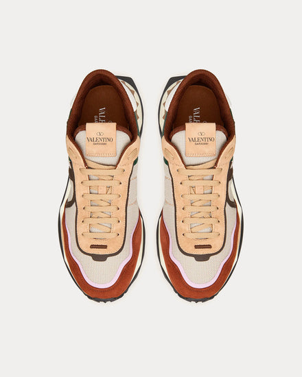 Valentino Netrunner Fabric & Suede Chocolate Brown / Caramel Low Top Sneakers - 2