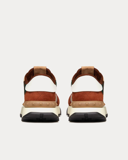 Valentino Netrunner Fabric & Suede Chocolate Brown / Caramel Low Top Sneakers - 4