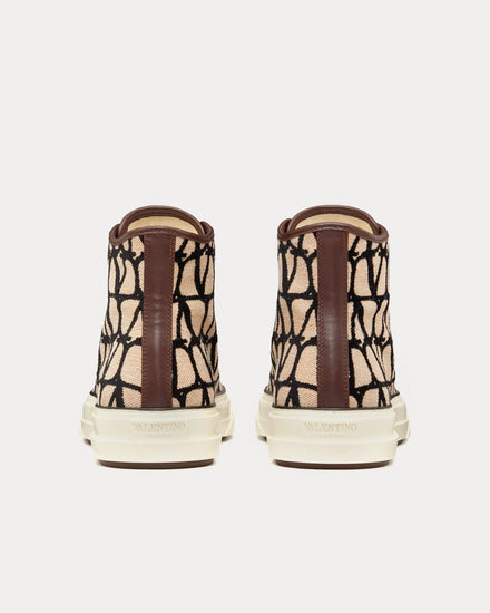 Valentino Toile Iconographe Totaloop Beige / Black High Top Sneakers - 4