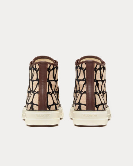 Valentino Toile Iconographe Totaloop Beige / Black High Top Sneakers - 4