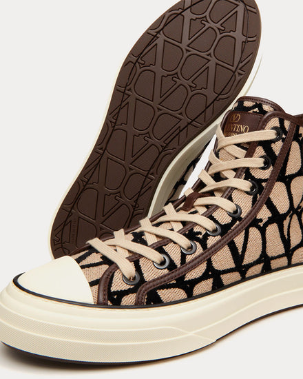 Valentino Toile Iconographe Totaloop Beige / Black High Top Sneakers - 5