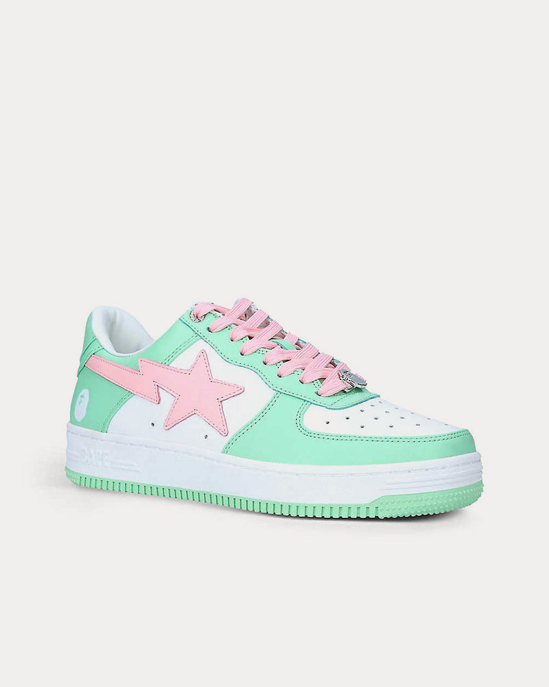 A Bathing APE BAPE STA Colour-Blocked Pale Green Low Top Sneakers - 3