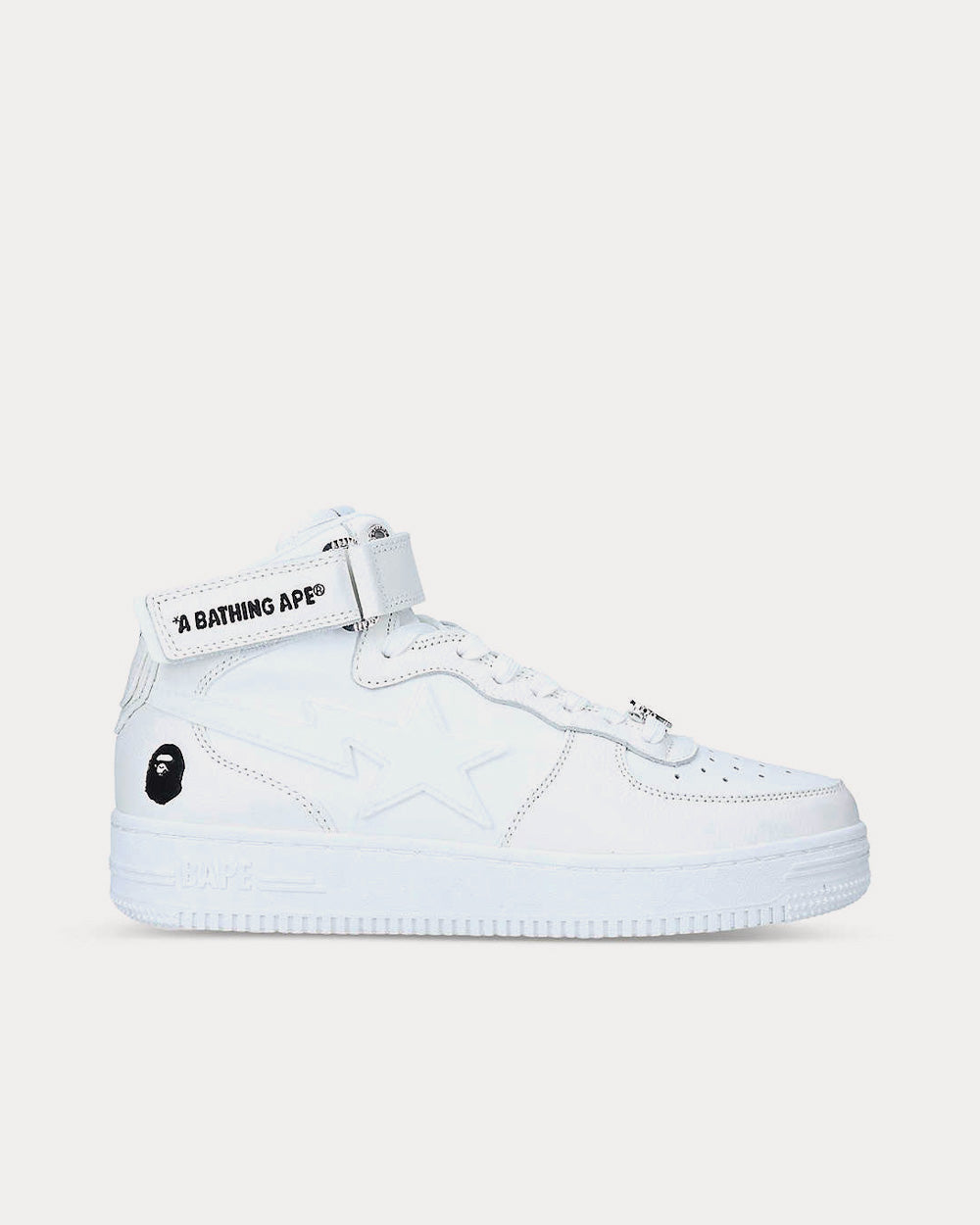 A Bathing APE Men's BAPE STA Star-Embossed White High Top Sneakers