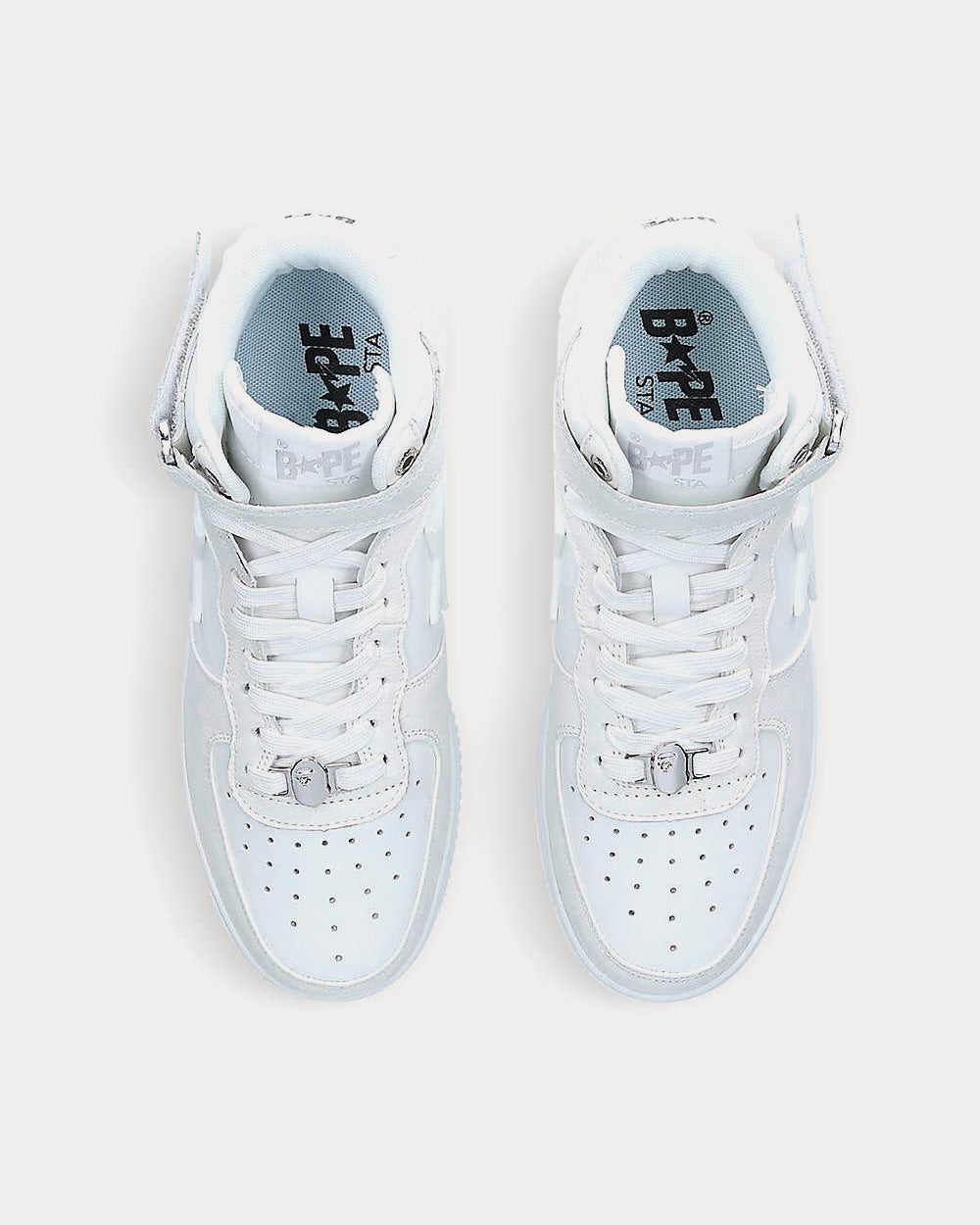 A Bathing APE BAPE STA Star Embossed White High Top Sneakers Sneak in Peace
