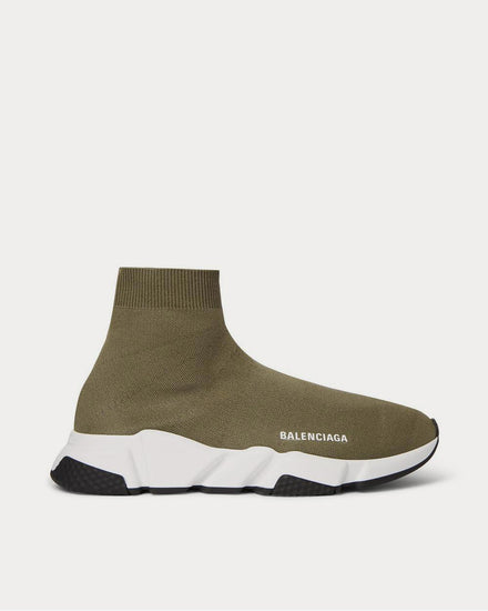 Balenciaga Men's Speed Sock Stretch-Knit Slip-On Green high top