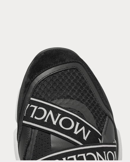 Moncler Bakary Logo-Trimmed Mesh, Suede and Leather  Black low top sneakers - 5